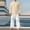 Khaki, variant on mihongmao Airport Travel Outfit Men Casual Pullover Round Neck Sports Print Long Sleeve Trousers Two-Piece Elastic Waist Tracksuit Army Green L