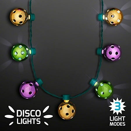 Mardi Gras LED Shine Through Party Disco Balls Necklace, Fun!