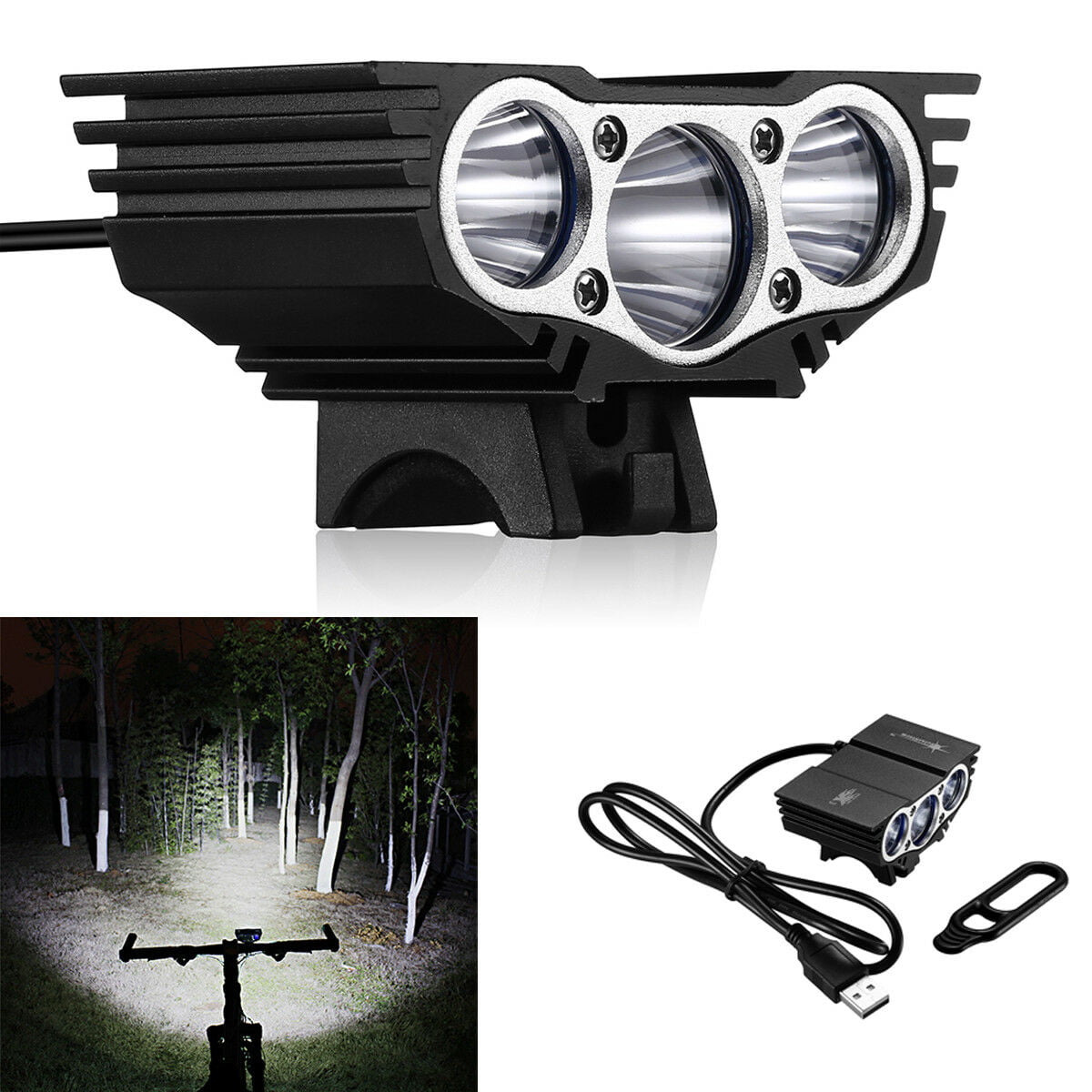 3 x CREE XM-L T6 LED Bicycle bike HeadLight Head Light Lamp Torch Flashlight USA 