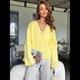 thumbnail image 5 of Cárdigan Grueso de Punto con Cuello en V y Bolsillos para Mujer Amarillo L, 5 of 10