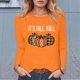 thumbnail image 1 of MHFRRA Camiseta de Manga Larga con Cuello Redondo y Estampado de Calabaza de Halloween Naranja, 1 of 3