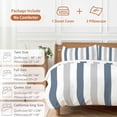 thumbnail image 6 of 3 Piece Blue Gray Striped Duvet Cover Set Queen Size, Microfiber Comforter/Quilt Cover with Corner Ties and 2 Pillowcases, Farmhouse Stripe Art All Season Soft Bedding with Zipper Closure, 6 of 8