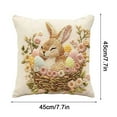 thumbnail image 3 of Easter Embroidered Linen Pillow Cover 18x18 Inch, 3D Floral Bunny Cushion Case for Spring Home Sofa Decor, 3 of 6