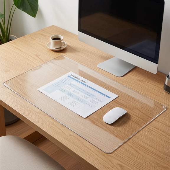 Clear Writing Desk Pad, 24" x 17" Heat Resistant Waterproof PVC Desk Protector Mat – Round Edge, Durable, Anti-Static Writing Mat for Table Protection