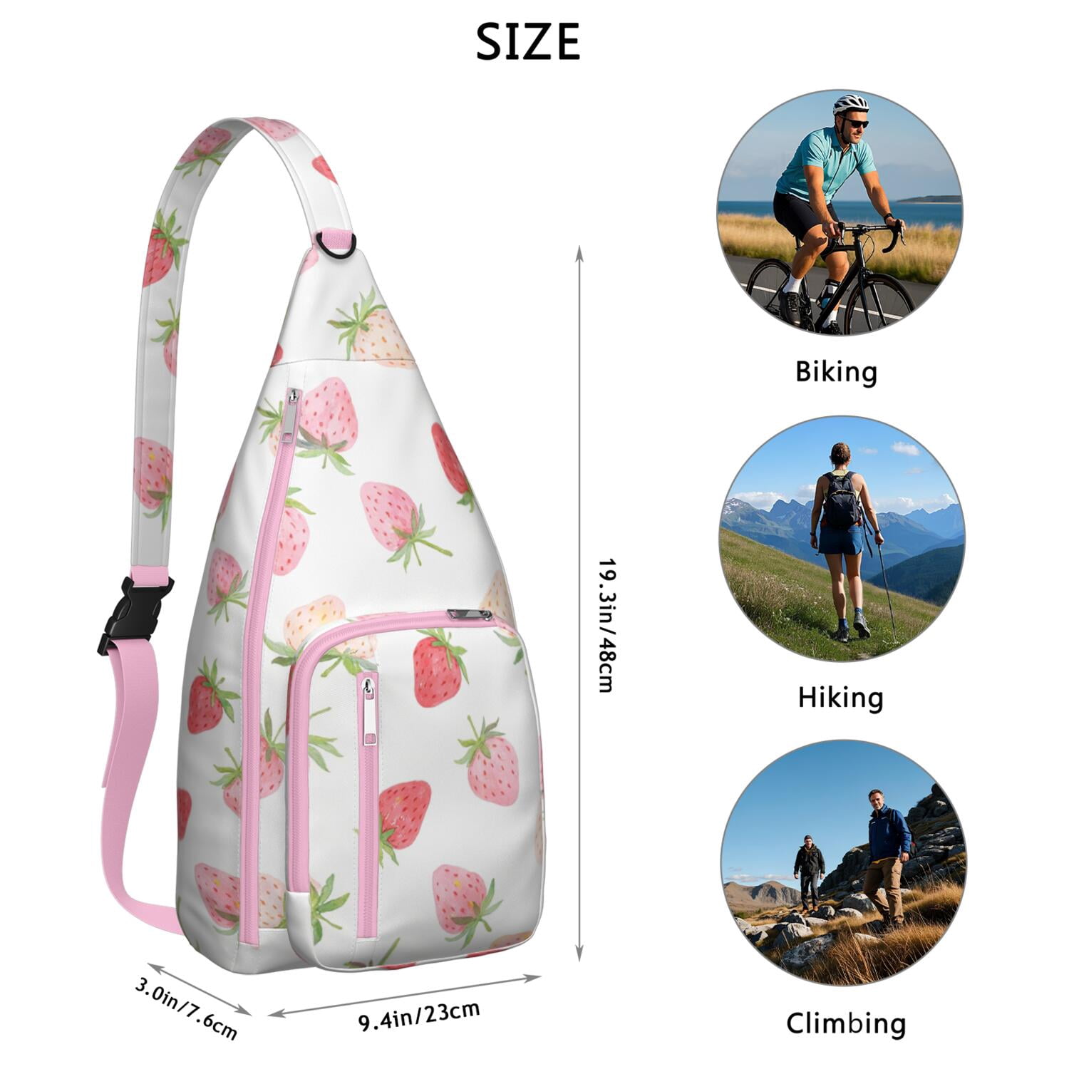 Strawberry Fruit Sling Bag Crossbody Backpack,Travel Sling Bag Trendy Sling Backpack for Women/Men for Cycling Mountain Climbing