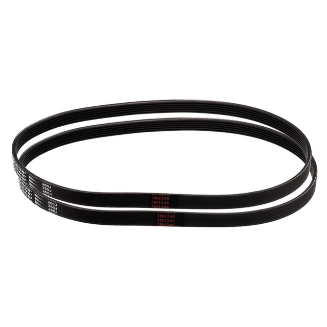 2 Pack 260J6 PJ V-Ribbed Belt with 6 ribs, measuring 26 inches in length, 0.55 inches in width, and 0.14 inches in height. Made of durable EPDM rubber, these belts are designed for high-temperature resistance, oil resistance, and wear resistance. The belts feature a multi-rib design for enhanced traction, speed transfer, and load distribution, suitable for industrial machinery, appliances, and power tools like compressors, pumps, drills, and saws.
