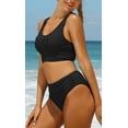thumbnail image 4 of Charmo Bikini Taille Haute pour Femmes, Haut Court, Maillot de Bain Deux Pièces Froncé, 4 of 6