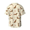 thumbnail image 2 of Vsdgher Heart Dachshund Print Men's Wrinkle Free Untucked Cuban Shirt Business Casual Button Down Shirts Short Sleeve Shirt, 2 of 7