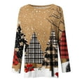 thumbnail image 4 of Craaazy Women's Long Sleeve Shirts Colorful Christmas Printed Round Neck Xmas Tops Gifts, 4 of 5