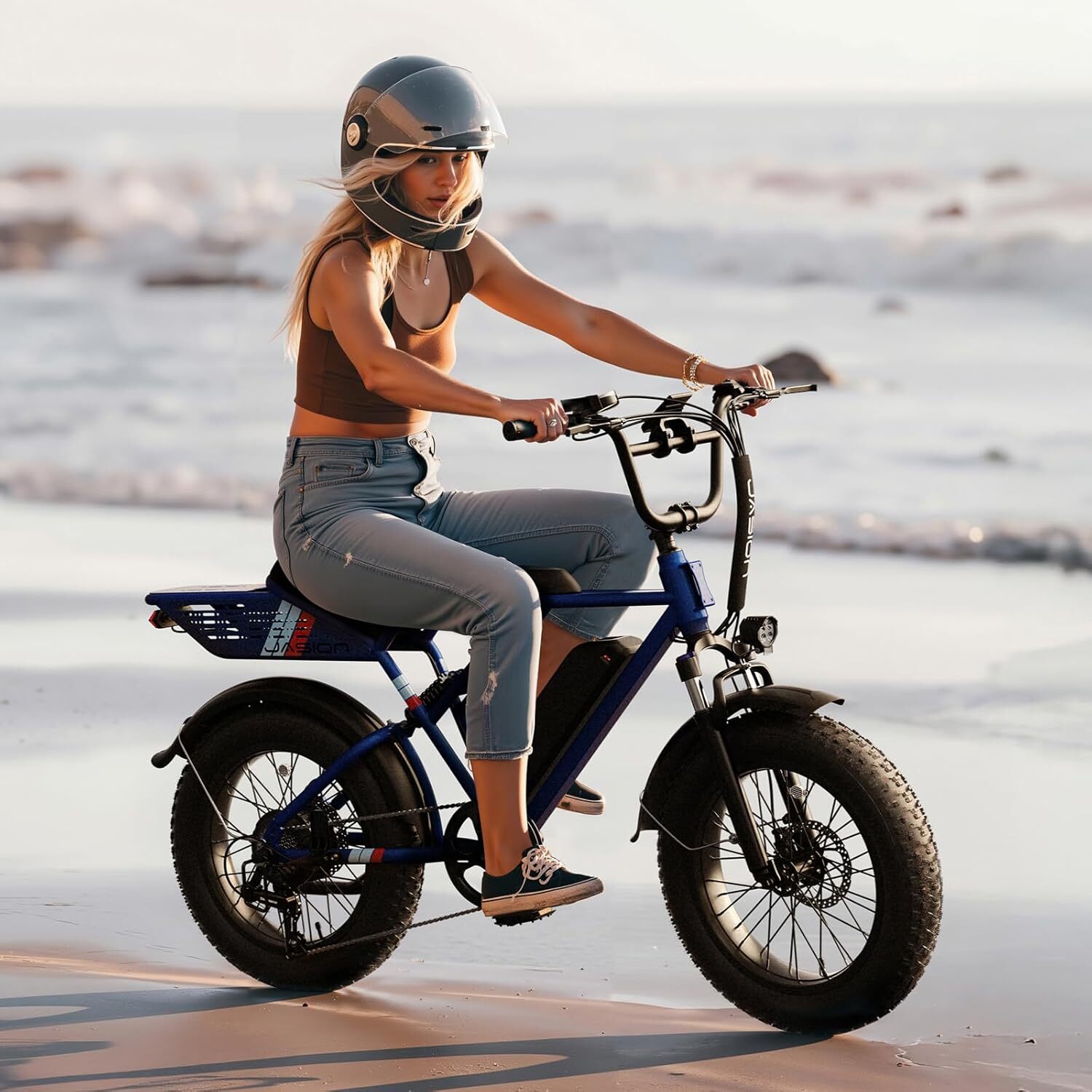 Jasion RetroVolt 750W Electric Bike for Adults, 20" Fat Tire Electric Mountain Bicycle with 48V 13Ah Removable Battery, Full Suspension All-Terrain Ebike, UL2849