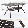 thumbnail image 4 of 7-Piece Cast Aluminum Outdoor Dining Set, Copper Red Patio Furniture for 6 Includes 60" Rectangular Dining Table and Unique Strawberry & Leaf 6 Stackable Chairs with Cushions & Umbrella Hole, 4 of 6