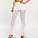 thumbnail image 2 of Pantalones acampanados de cintura alta con encaje para mujer: malla transparente, diseño floral, cintura elástica, cordón, transparentes, tallas S-L, encaje de poliéster, lavado a mano., 2 of 5