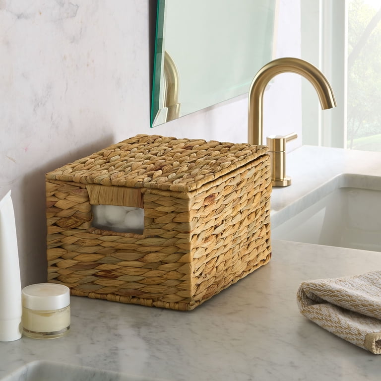 Medium Hyacinth Storage Basket With Lid, Honey photo 8