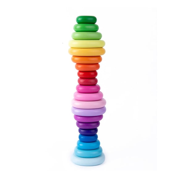BaYuYPOO 20 Pcs Wooden Stacking Blocks,Sensory Toddler Sorting Stacking Rocks Toys, For Kids Learning Game Building 3-6 Blocks