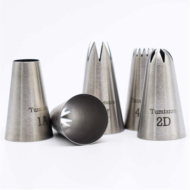 Set de 5 boquillas grandes profesionales de acero inoxidable para glaseado y cupcakes