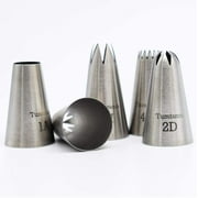 TILIYHELLO Set of 5 large professional stainless steel nozzles for icing and cupcakes