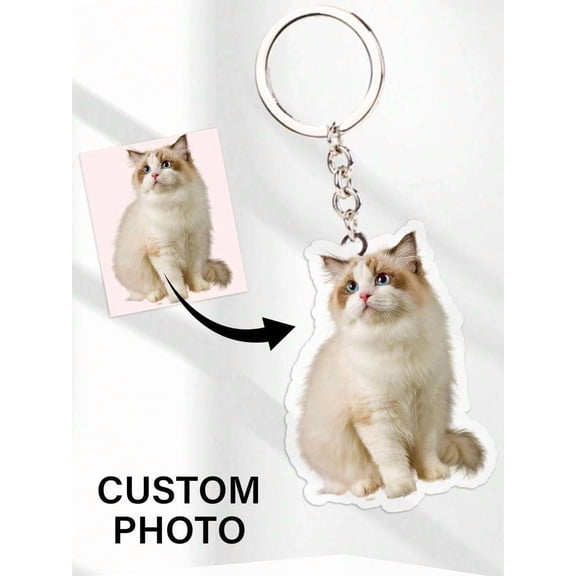 Personalized Photo Acrylic Keychain for Backpacks and Keys, Custom Pet Name Charm for Couples and Friends, Watercolor Style Picture Pendant, Unique Christmas or Graduation Gift