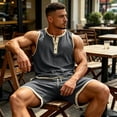 thumbnail image 4 of Favoffer Men 2 Piece Outfits Mens Short Sets Summer Casual Sleeveless Tops Elastic Waist Shorts Beach Vacation Travel, 4 of 8