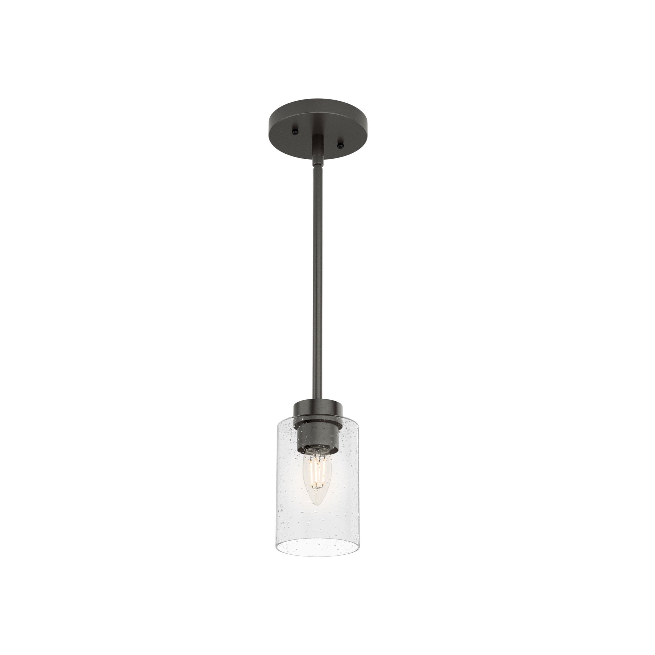 Hunter - Hartland 1-light Noble Bronze, Mini Pendant Light, Dimmable, Casual Style, Cylinder Shaped, for Bedrooms, Dining, Living Rooms - 19013