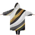 thumbnail image 2 of Oversized Wearable Blanket Hoodie,Black White Gold Wave Marble Sherpa Blanket Hoodie with Super Pockets,Super Warm Fuzzy Pullover for Women & Men, 2 of 6