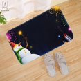 thumbnail image 3 of Gustave Christmas Bathroom Set Non-Slip Toilet Pedestal Rug + Toilet Lid Cover + Bath Mat Set "Snowman putting fireworks", 3 of 5