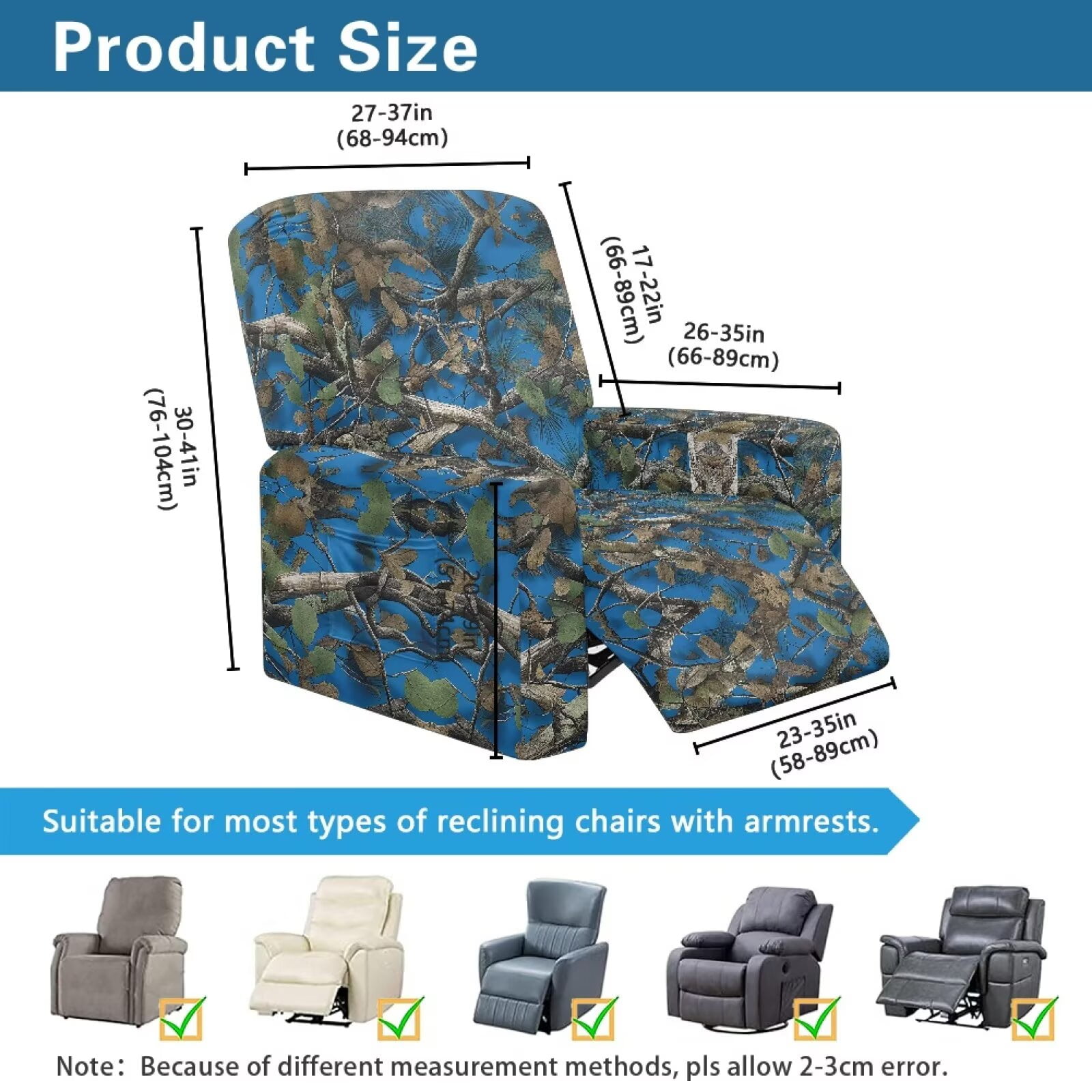 Yuyamidu Camo Lazy Boy Recliner Covers 4 Piece Hunting Recliner Sofa Slipcovers with Pocket Washable Soft Lazyboy Cover for Recliners Chair Home Decor Gift for Holiday