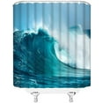 thumbnail image 3 of Aqua Ocean Seawater Shower Curtain Nautical Summer Tropical Surfing Wave Blue White Windy Sea Fabric Bathroom Curtains Decor Set with Hook(36" WX72 H), 3 of 3