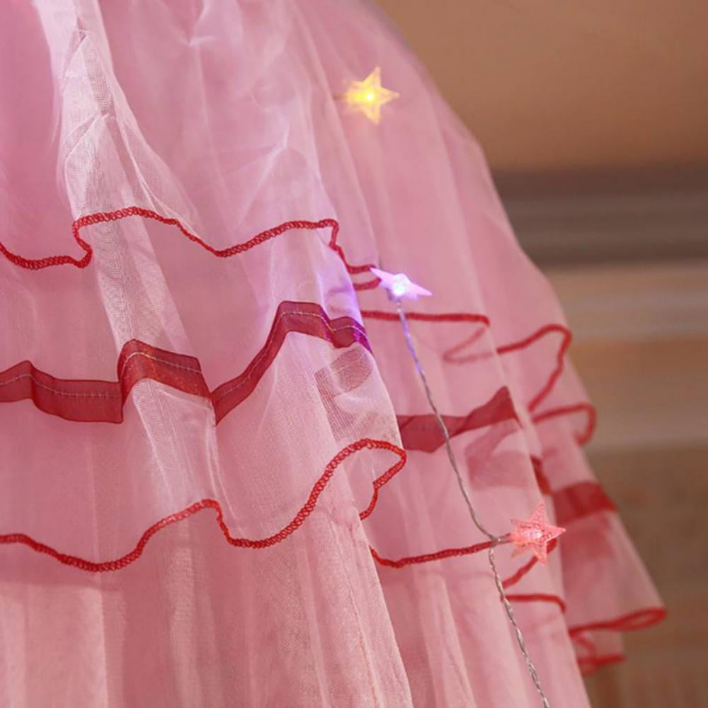 Pink Bed Canopy for Girls Mosquito Net Princess Crib Netting Room Decor, Ceiling Tent to Cover Toddler Crib, Single, Twin, Full, Queen Size Kids Bed Curtains
