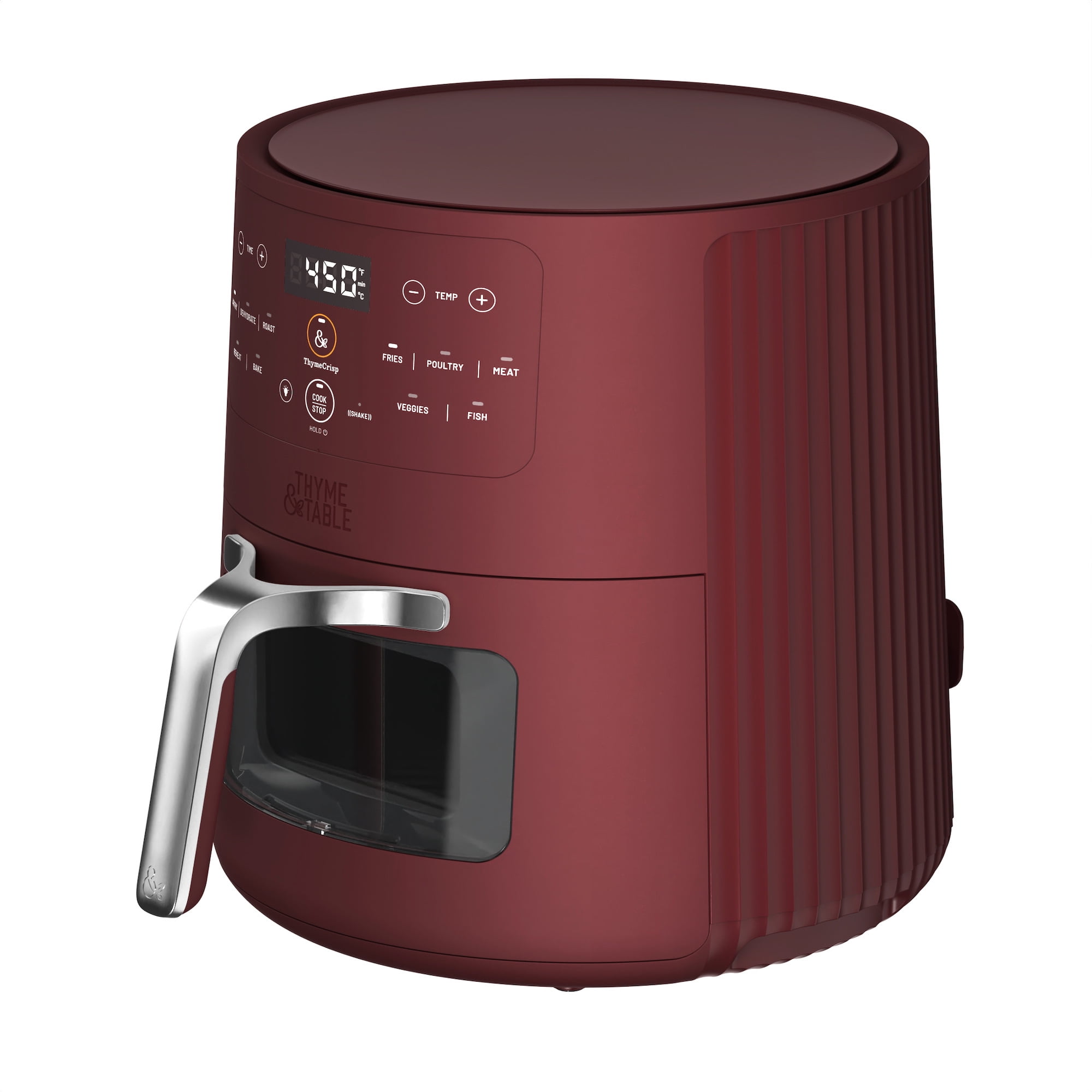 Thyme & Table 6QT Air Fryer, with ThymeCrisp™ and Ceramic-Coated Nonstick Basket, Cabernet Red