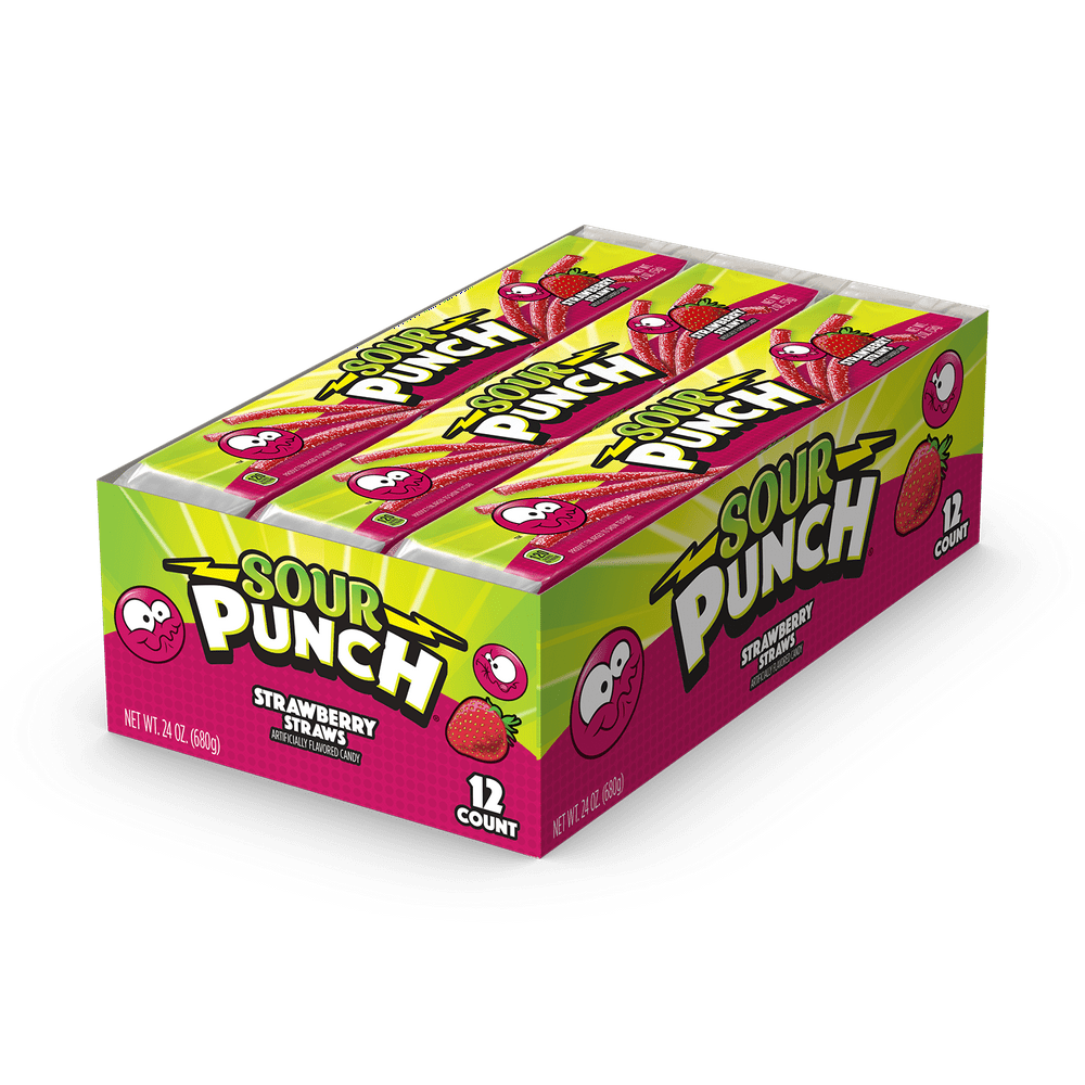 Sour Punch Strawberry Straws Candy, 2 Oz., 12 Count
