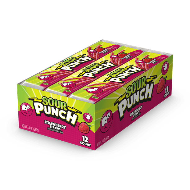 Sour Punch Strawberry Straws Candy 2 Oz 12 Count