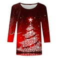 thumbnail image 4 of BLVB Merry Christmas Shirts Women Tree Graphic Print T Shirt 3/4 Sleeve Crewneck Christmas Tee Tunic Tops, 4 of 4