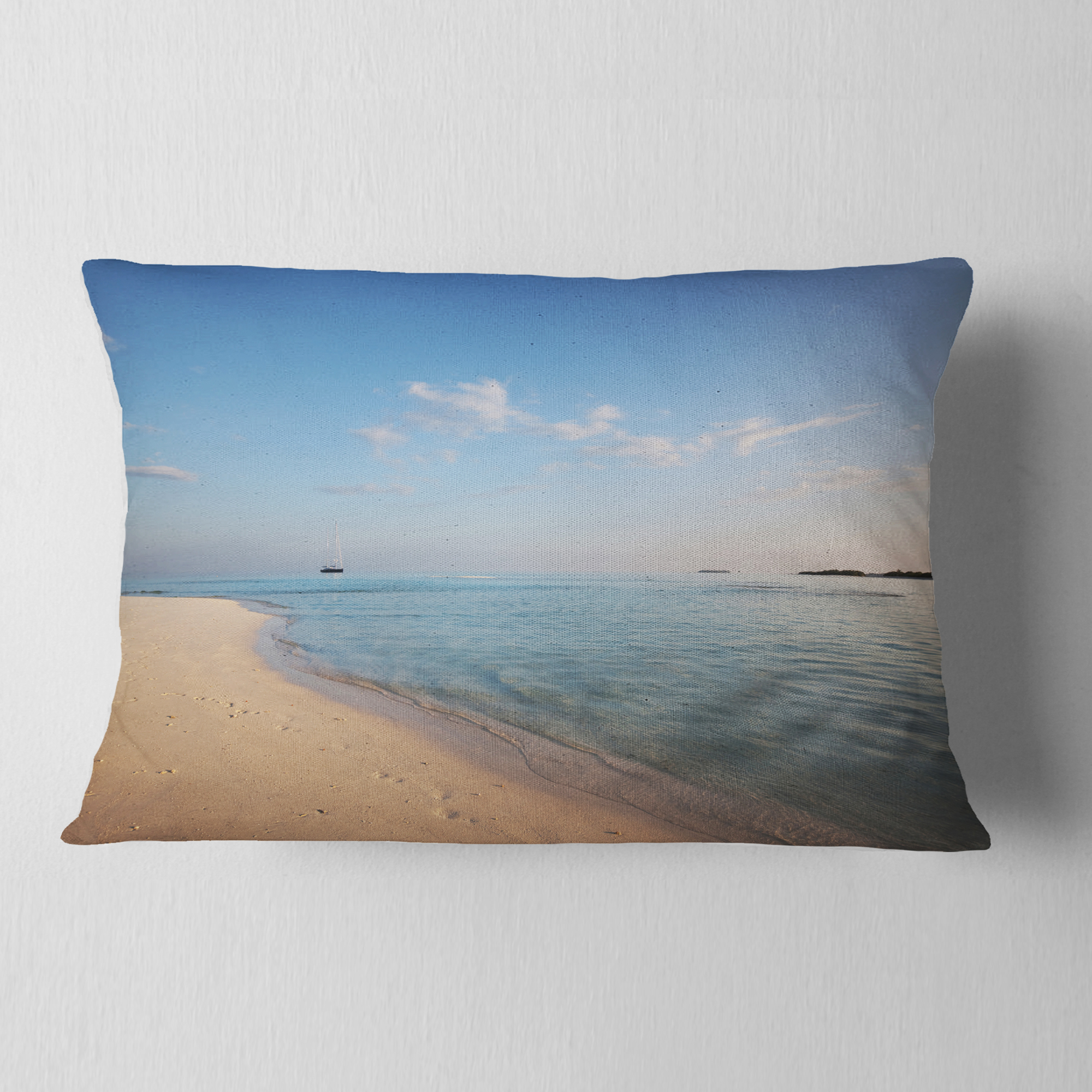 Designart 12" x 20" Blue Polyester Throw Pillow