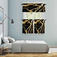 thumbnail image 5 of Black Gold Marble Kitchen Curtains Sets for Windows 24 Inch Length, Modern Geometric Textured Rod Pocket Window Treatments Tier Curtains and Valances Set for Bedroom/Bathroom, 5 of 8