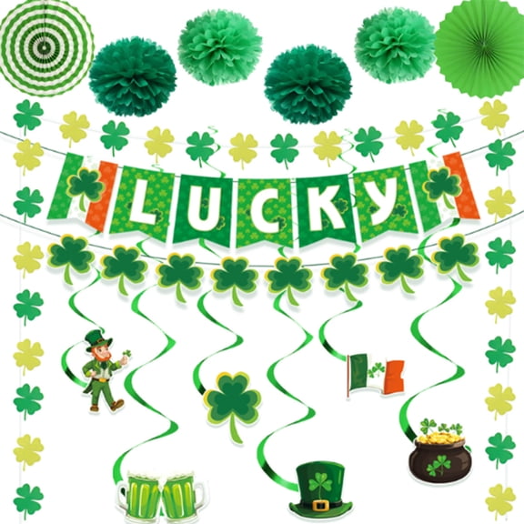 St Patricks Day Decorations Kit, Hanging Swirls, Banner St Patricks Day Accessories, Saint Patrick's Day Decor and Party Supplies