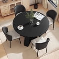 thumbnail image 5 of Hawsaiy Extendable Round to Oval Dining Table Set for 4, Space-Saving Wooden Table with Hidden Storage, Expandable Dining Table with Faux Leather Chairs(Black Table+4 Black Chairs), 5 of 12
