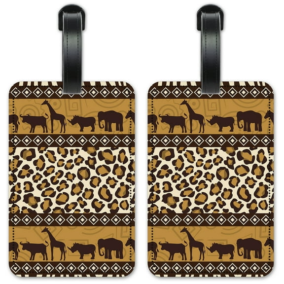 African Theme Animals and Prints - Luggage ID Tags / Suitcase Identification Cards - Set of 2
