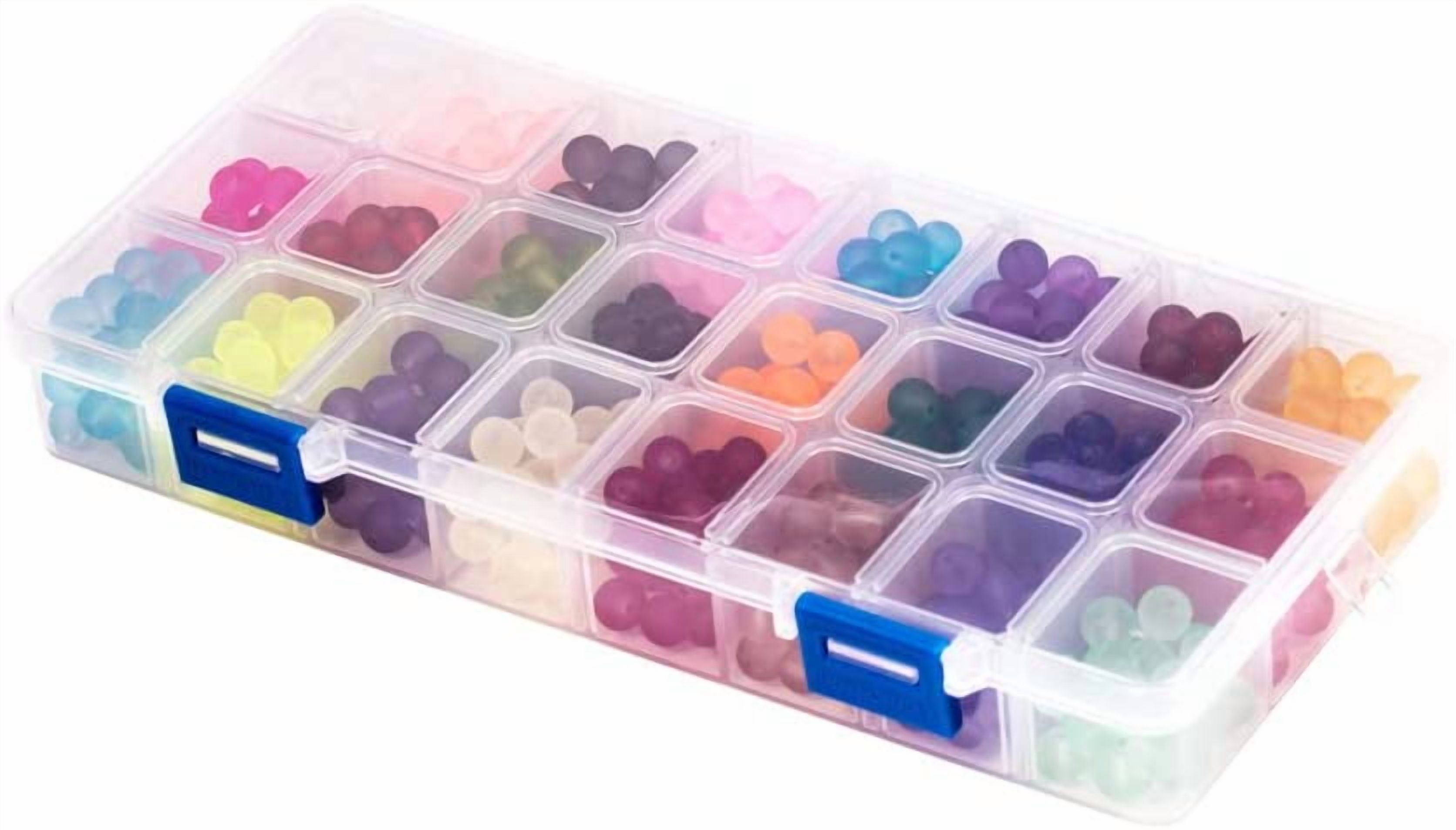 1Box 1 Box (about 480pcs) 24 Color 8mm Frosted Transparent Round Glass Beads Assortment Kits For Jewelry Making Hole: 1.3-1.6mm