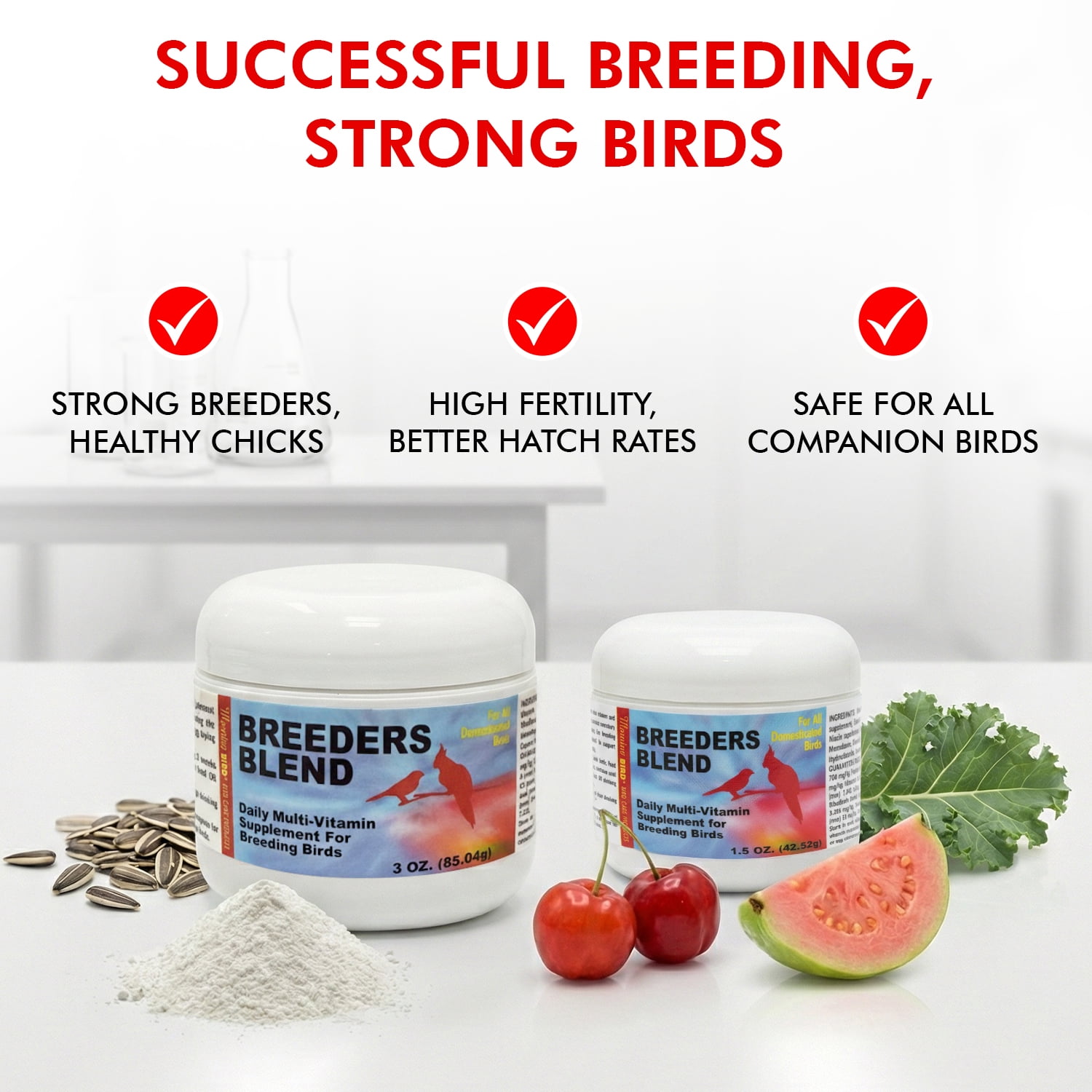Morning Bird Breeders Blend 3 oz – Protein Supplement for Birds – Supports Breeding, Chick Growth, Muscle Development & Immune Support – Daily Vitamin Blend for Strong Bones & Overall Health