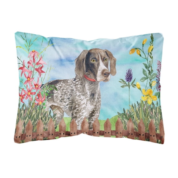 Carolines Treasures CK1203PW1216 German Shorthaired Pointer Spring Canvas Fabric Decorative Pillow  12H x16W multicolor
