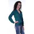 thumbnail image 5 of Moomaya Womens Wrap Top V-Neck Self,Embroidered Collar Shirt Formal Cotton Clothing, 5 of 7