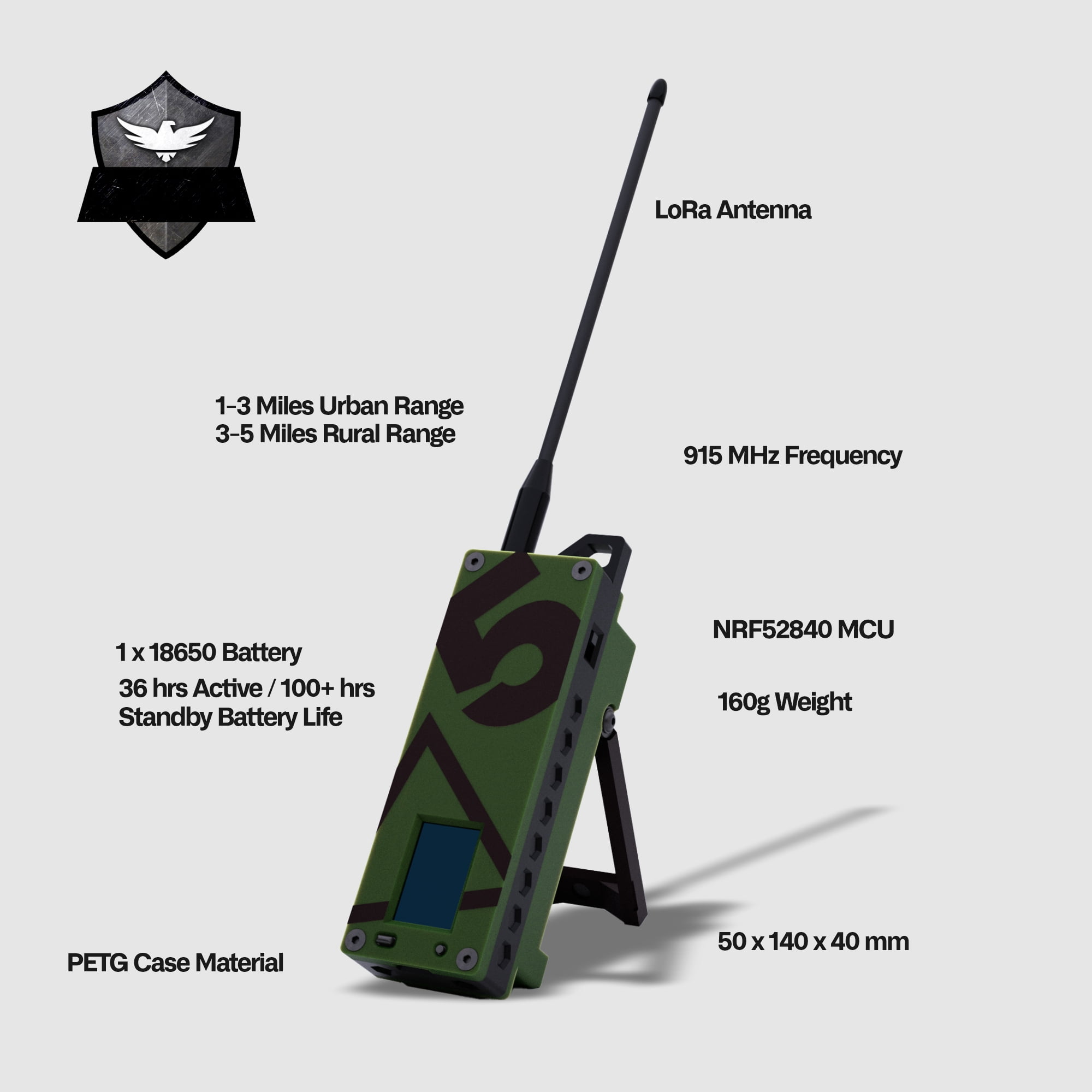 Spec5 Trekker Delta LoRa GPS Communicator, ATAK & Meshtastic Enabled, No Cell Service Needed, Off-Grid Radio for Emergency, Hiking & Survival
