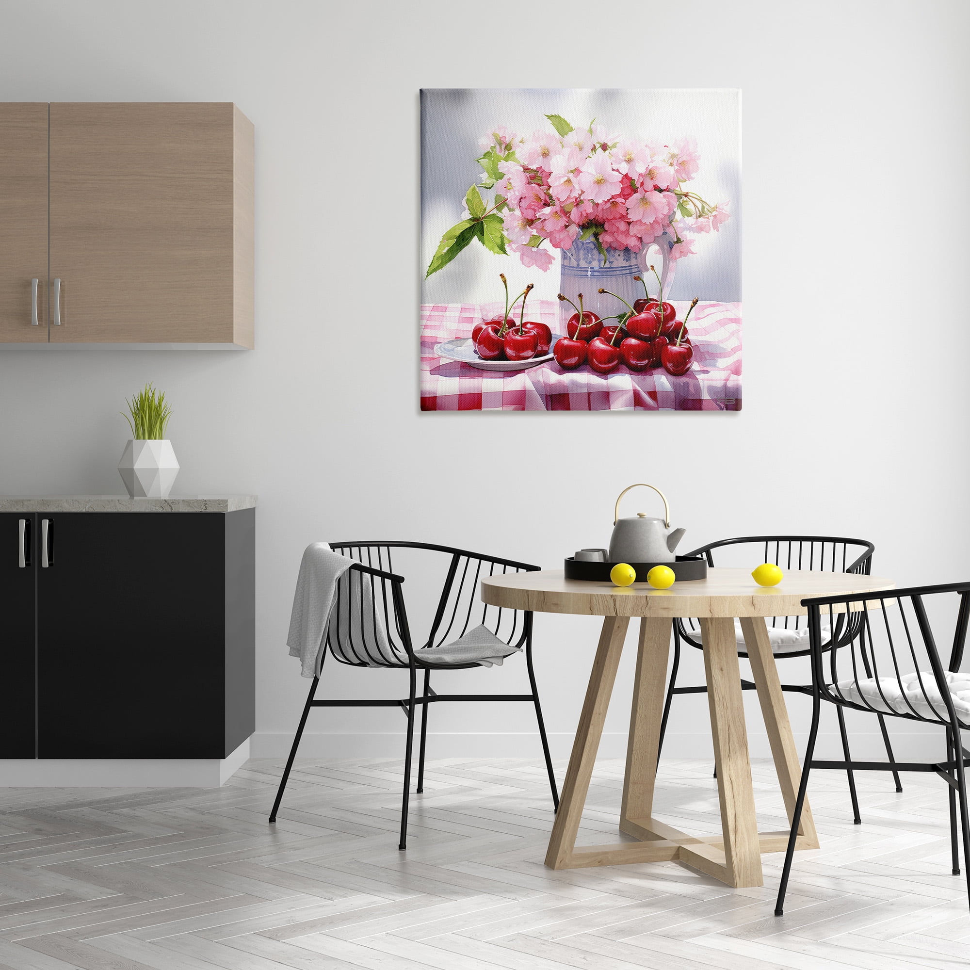 Stupell Industries Cherries & Blossoms Bouquet Botanical & Floral Painting Gallery Wrapped Canvas Art Print Wall Art, 36 x 36