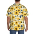 thumbnail image 3 of Balery Navy Blue Leaf Sunflower Camisa Casual de Manga Corta con Botones para Hombre, Texturizada, Estilo Cubano, para Playa, Verano-XX-Large, 3 of 5