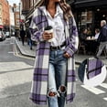 thumbnail image 2 of Jsaierl Women's Long Plaid Flannel Shacket Button Down Lapel Collar Oversized Jacket Fall Winter Casual Outerwear Coat, 2 of 9