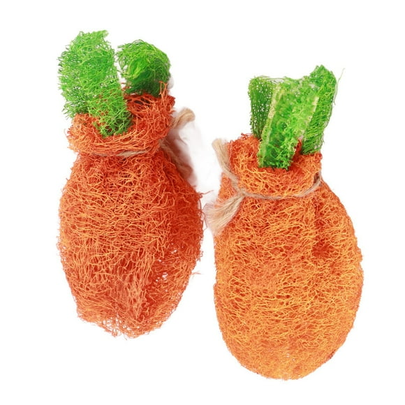 Loofah Rabbit Toys,2pcs Rabbit Carrot Chew Loofah Rabbit Chew Toys Rabbit Chew Toys Breakthrough Technology