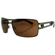 Angle View: Men's Sunglasses, Gunmetal Frame with Gray Lenses