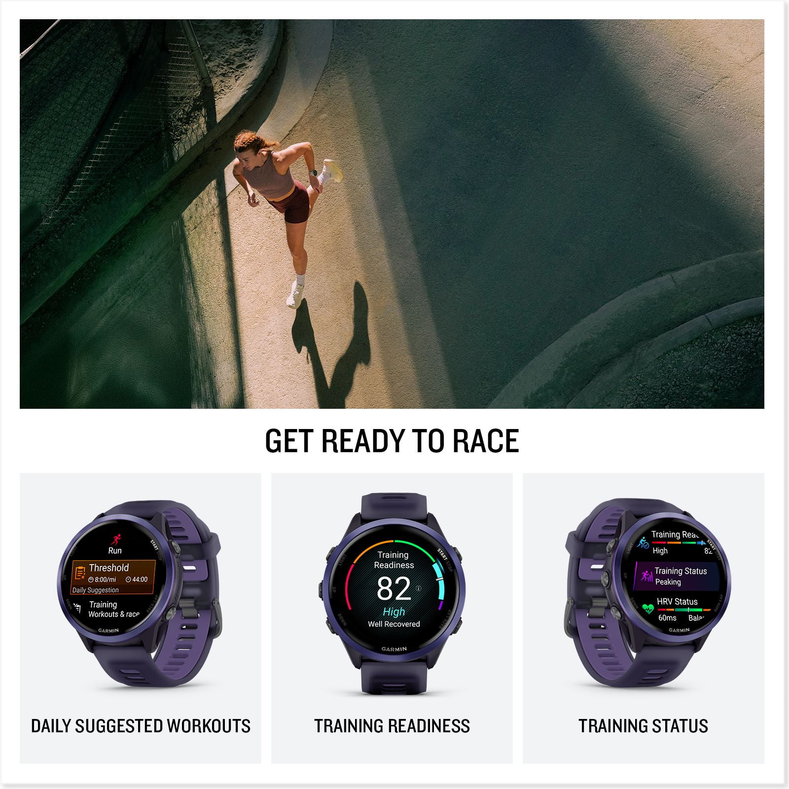 Garmin Forerunner 570, 47mm, Advanced GPS Running and Triathlon Smartwatch, AMOLED Display, Training and Recovery Features, Indigo Aluminum with Translucent Imperial Purple/Indigo Band