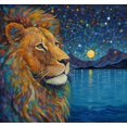 thumbnail image 1 of Lion And Lake At Night Diamond Painting Kit, 1 of 3