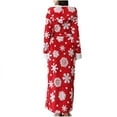thumbnail image 4 of Hooded Robes for Womens Full Length Christmas Robe Soft Cozy Terry Cloth Plush Long Spa Bathrobe Fluffy Night-Robe, Red, M, 4 of 7